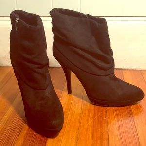Heeled black booties, size 10